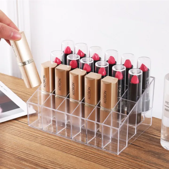 24%20Grid%20Plastic%20Lipstick%20Transparent%20Jewelry%20Storage%20Box%20Makeup%20Organizer%20Holder%20-%20Image%202