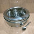 Stainless steel spice box with transparent lid and 1 pc spoon includes 7 containers masala peti masala box Kitchen Storage & Accessories. 