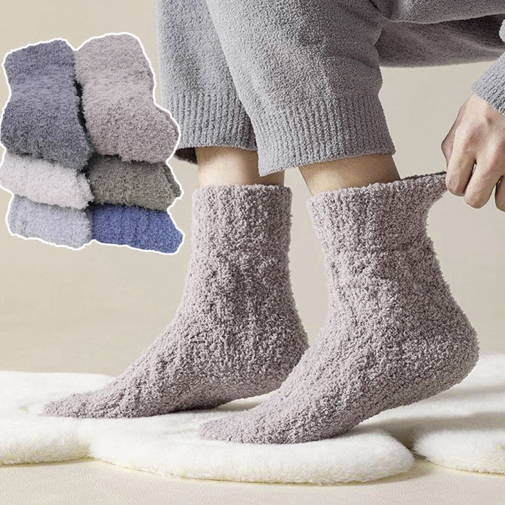 Coral Velvet Socks Men s Mid Length Socks Autumn and Winter Thickened Warm Floor Socks
