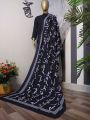 Black Silk Poetry Dupatta - Stylish Urdu Poetry Shawl with Elegant Silk Design. 