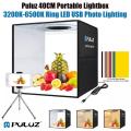 PULUZ 40cm/16 Inches Folding Portable Ring Light USB Photo Lighting Studio Shooting Tent Box with 6 x Dual-side Color Backdrops, Size: 40cm x 40cm x 40cm (Black). 