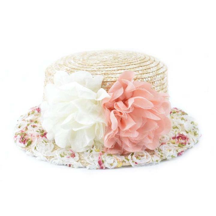 【VisioN Shop】Baby Girl Flowers Handmade Straw hat Casual Girl's Sunbonnet Bucket Hat girls Roll-up Cap kids Sun hat CM-010