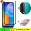 BLKNAIM 3 in 1, transparent glass film + camera lens film + carbon fiber back film, compatible with Huawei Y7A tempered glass film, anti-scratch, anti-shock/dust-proof, cheap,. 