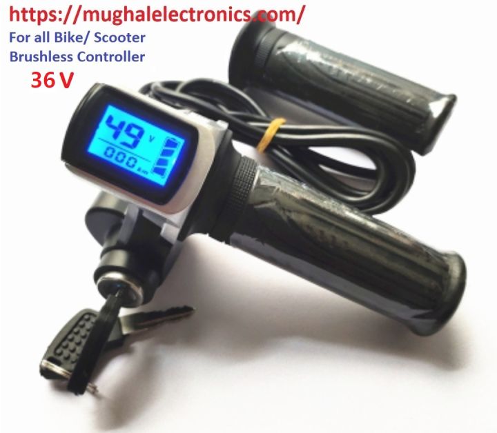 Electric Bike /Scooter/ Rickshaw Throttle 36V Twist Gas Handle E-bike Throttle LCD Display Lock Key Accelerator Brushless Controller