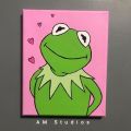 Kermit the frog canvas acrylic painting(3 sizes available) for kids room, dinning room, kitchen, coffee shop, bedroom, drawing room, gift for wedding, birthday, new year, school, college, handmade home decor.. 