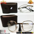 Imported Foldable Optical Reading Glasses +4.00 Prescription Eyeglass Metal Men & Women Ray Computer Working Folding Reading Glasses with Case. 