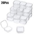 20Pcs Small Boxes Square Transparent Plastic Box Jewelry Storage Case Finishing Container Packaging Storage Box for Earrings. 