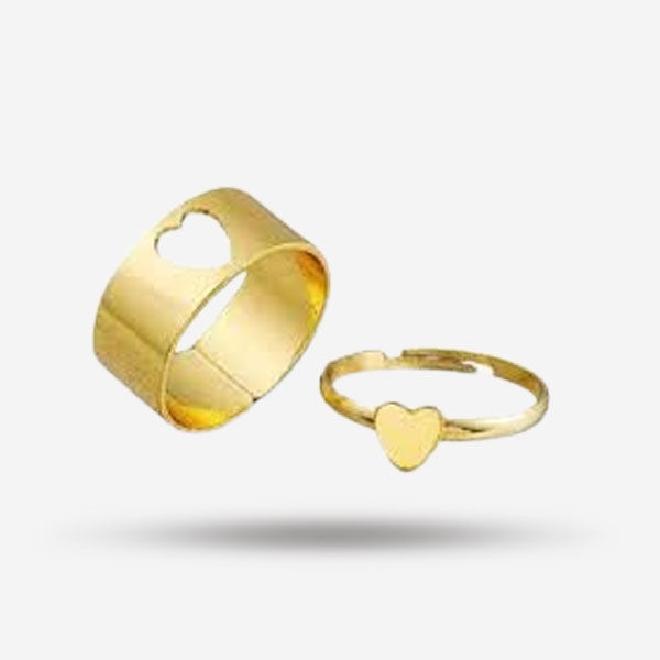 Adjustable Heart Shape Couple Rings Set- Heart Rings For Couples and Girls