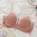 Japanese front buckle beautiful back bra sexy underwire small chest flat chest not empty cup triangle cup French girl underwear. 