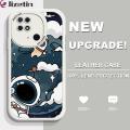Jizetin for Redmi 10C Back Cover Cloud Astronaut Lambskin Texture PU Leather Back For Girls Boys Soft Phone Case. 