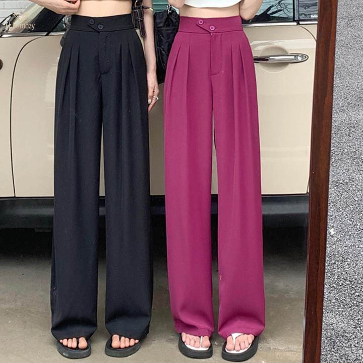 Womens%20Wide%20Leg%20Pants%20Straight%20Leg%20High%20Waisted%20Office%20Loose%20Long%20Pants%20M%20Black%20-%20Image%207