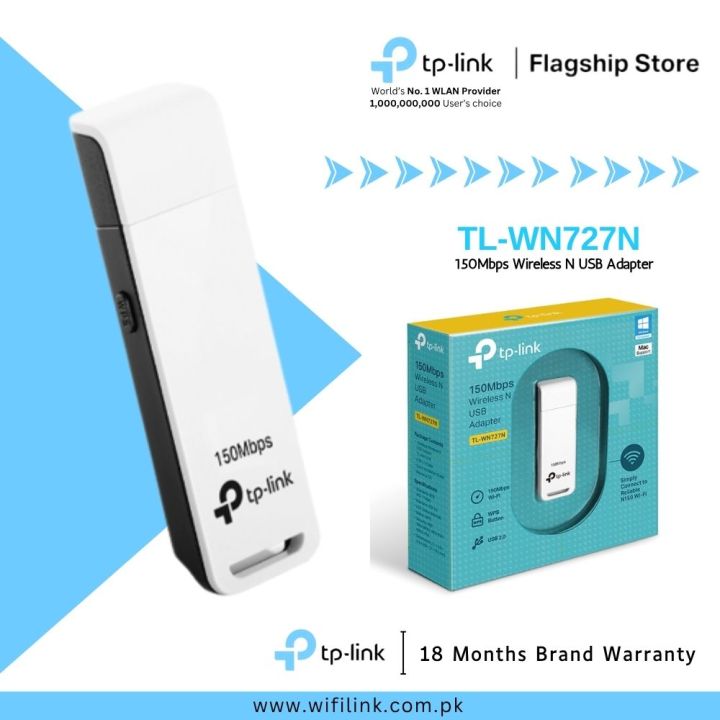 TP-Link Wi-Fi Adapter TL-WN727N 150Mbps Wireless N USB Adapter - 18 Months Brand Warranty