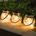 Solar Jar Lamp - Hanging Solar Glass Jar Lights Outdoor, Waterproof Glass Lantern Table Lamps Great Outdoor Lawn Decor for Patio Garden. 