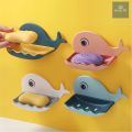Fish Shape Cute Soap Plastic Dish Adhesive Waterproof Wall Mounted Bar Soap Dish Holder Organizer Rack Hanging Bathroom Soap Tray | (random color).. 