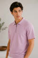 MINT - Light Pink Basic Zipper Polo - Smart Fit- Men. 