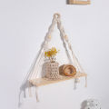 Macrame Wall Hanging Strong Bearing Floating Shelf Woven Tapestry. 