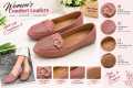 Women’s Brown & Baby Pink Loafers | Gold Buckle Perforated Slip-On Casual Shoes JOJO Shoes. 