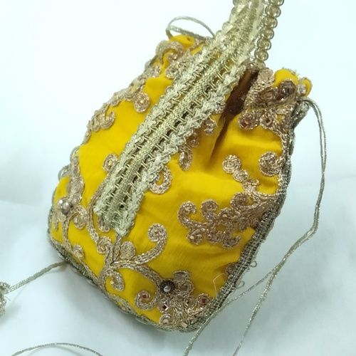 Designer Traditional Embroidered Chiffon Potli Bag 8 Inch Wedding and Party Clutch Gift for Women