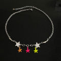 Colorful five-pointed star stitching starfish necklace women's light luxury y2k babes pendant niche design sense sweet cool clavicle chain. 
