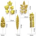 Artificial Plants Palm Leaves Plastic Gold Tropical Party Leaves Decorations Wedding Decor Simulated Golden Turtle Leaf. 