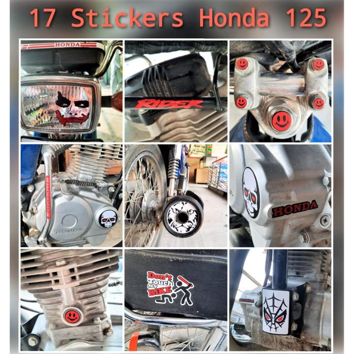 17 Stickers Honda 125 cc Vinyl Kit With Sizes High Quality Waterproof ...