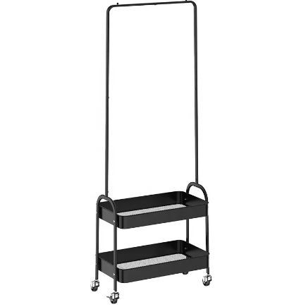 2-Tier%20Garment%20Rack,%202-in%201%20Garment%20Rack%20Clothing%20Rack%20with%202%20Tier%20Metal%20Basket%20Rolling%20Storage%20Cart%20Trolley,%20%20Multifunctional%20Bedroom%20Hanging%20Rack%20Clothing%20Organizer%20-%20Image%202