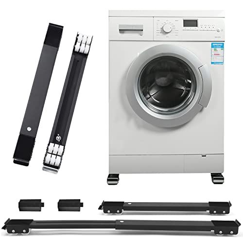 Washing Machine Stand, Washer Dryer Pedestal, Portable Home Appliances Base, Adjustable Movable Mini Fridge Cart,