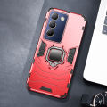 Quiberk for Vivo Y100 5G / V40 SE 5G Case Shockproof Armor Metal Ring Stand Holder Hard Protective Cover. 