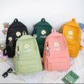 4pcs/Set Student School Bag Backpack Flower Daisy Printing Large Capacity Canvas Backpack INS Simple Crossbody Bag For Teenager. 