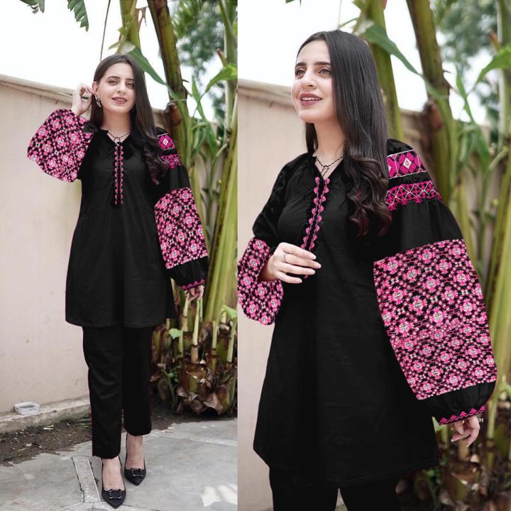 Stylish Embroidered Kurti for Women with Trouser (Two Piece Suit) Casual Dresses for Women