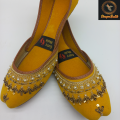 Yellow Khussa Fancy with Golden Work Traditional Pakistani Khussa | Women's Ethnic Wedding Khussa Jutti For Women. 