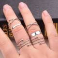 6 Pcs Set of Golden Rings for Girls Silver set of 6 Rings for Girl Friend 6 Pcs Black Rings Proposal Gift for Women. 