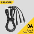 Essager 3 in 1 1.2m USB A to USB C Micro Lightning Charging and Data Cable For iPhone 14 13 12 X Pro Max Samsung Xiaomi Computer Laptopr Tablet Mobile phones. 