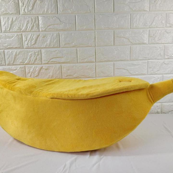Banana Cat Bed House Cozy Cute Banana Puppy Cushion Kennel Warm Portable Pet Basket Supplies Mat Beds For Cats & Kittens