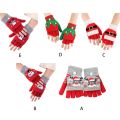 Convertible Gloves Winter Half Finger Mittens Stretchy Knit Fingerless Gloves with Mitten Cover for Kids Teens Christmas F3MD. 