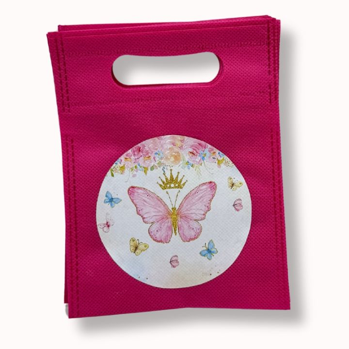 BUTTERFLY THEME FABRIC MATERIAL GOODY BAGS ( PACK OF 10 )