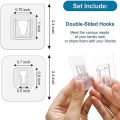 Wall Hooks Magic Transparent Sticker Self Adhesive Double Side Pack of 05 Pair (Male/Female). 