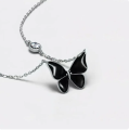 Versatile Black Butterfly Pendant Necklace Personality Collar Chain Light Luxury Jewellery For Women. 