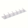 6Row Multipurpose Hooks Nail-free Transparent Holder Strong Self Adhesive Wall Hook Kitchen Bathroom Traceless Hanger Stickers.. 