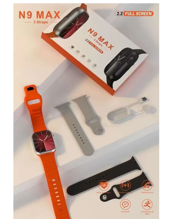 "N9%20Max%20Smart%20Watch%20%7C%20Stainless%20Steel%20%7C%203%20Straps%20Included%20%7C%20Unisex%20%7C%202.02''%20HD%20IPS%20Display%20%7C%20Bluetooth%20Calling%20&%20Comprehensive%20Fitness%20Tracking"%20-%20Image%203