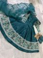 Fancy embroidery maxi 3 piece patches on full Ghera and Bazu stitched dress for girls. 