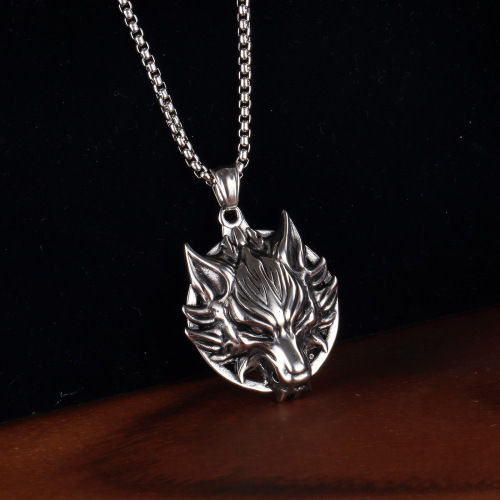 Hip Hop European and American Style Big Wolf Head Pendant Punk Necklace