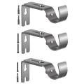 3Piece Silver Curtain Rod Brackets Curtain Rods No Drilling for 1 Inch Rod with Installation Screws. 