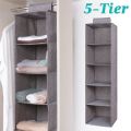 Closet Organizer Hanging Storage Bag Wardrobe Cloth Organizer 5 Layers Shelf Foldable Clothing Storage Rack Shelves. 