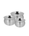 Pot Set Aluminium Baby Bell Pot Set - 3 Pcs - Silver Degchi Set Bowl pot with Lid Cover Stock Donga 3 Piece Set with Lids (Handi Set) Metal Finish ہینڈسیٹ ڈیگی سیٹ. 