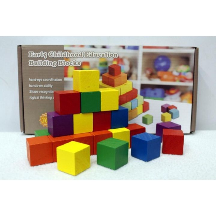 100 Pieces Soft Colorful Wooden Cube Blocks Early Childhood Education Building Blocks for Kids Games