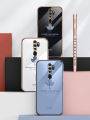 For OPPO A5 2020 Cover + Wrist Strap Fashion Shiny Maple leaf Plating Square Bumper Phone Case Soft TPU Silicone Shockproof Protective Back Cover. 