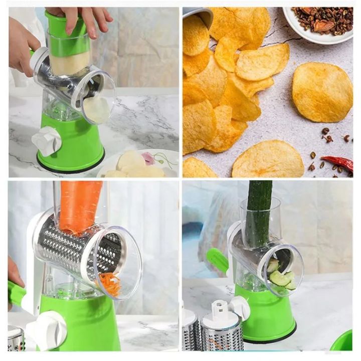 Table Top Drum Multifunctional Roller Vegetable Cutter | Hand Crank Manual Vegetable Slicer Grater | Kitchen Cheese Potato Carrot Shredder | Multi-Purpose Home Kitchen Vegetable Slicer Grater Machine