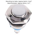 Practical Stainless Steel Push Button Switch 16MM Reset High Round Head Metal Switch Flat Top Self-Resetting Switch Doorbell Replacement. 