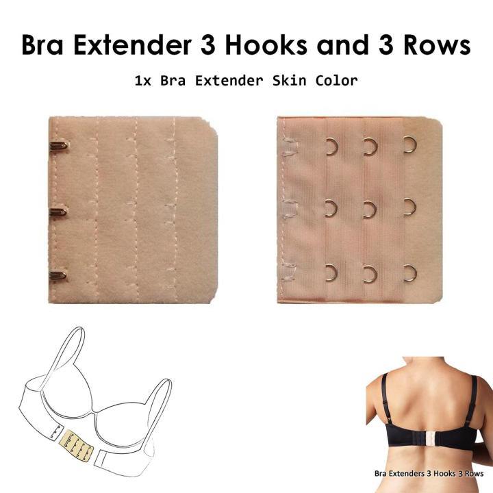 1x Skin Bra Extenders 3 Hooks 3 Rows - Add 0.5 to 2.5 inches to the back of your bras for women